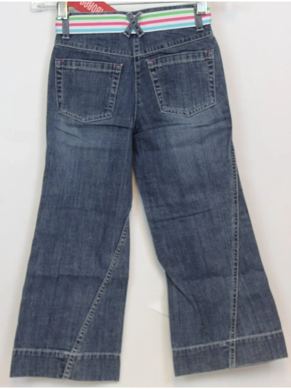 2008 Gymboree Tennis Match sz 5 Flared Jeans Ribbon Belt Adjustable Waist Wide